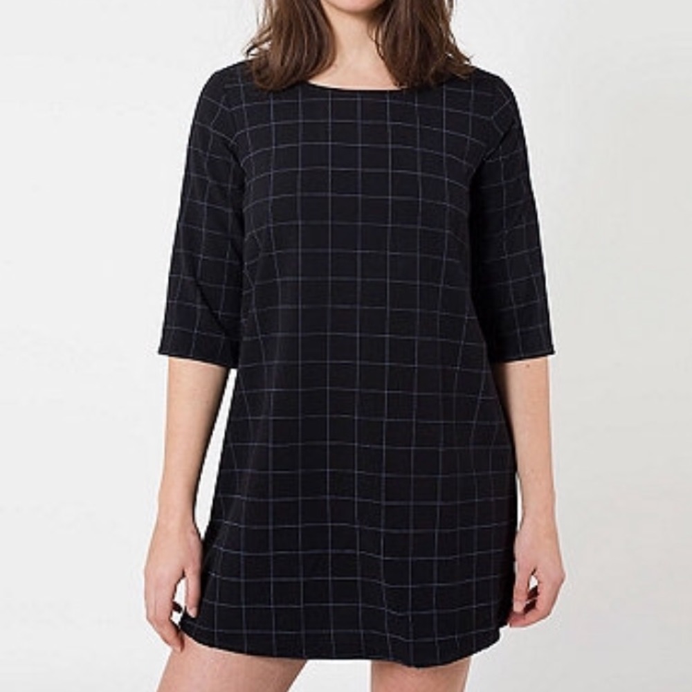 American Apparel Black and Blue Checkered Dress